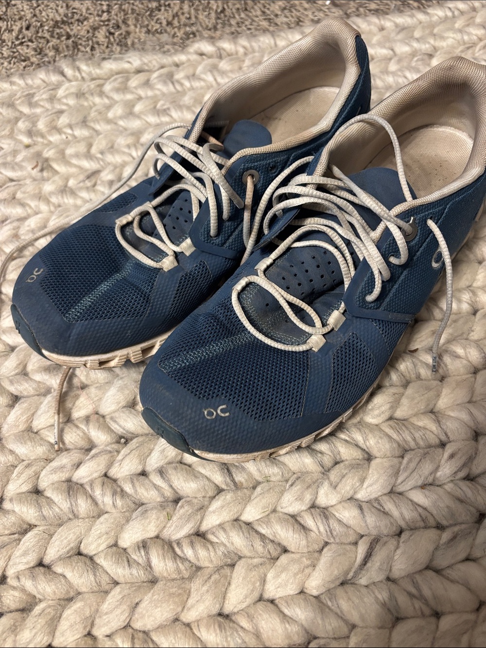 On Running Athletic Cloud Sneakers in Navy and White